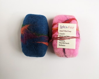 Felted Soap Bar Set: Exfoliating, Hand felted, decorative unusual gift