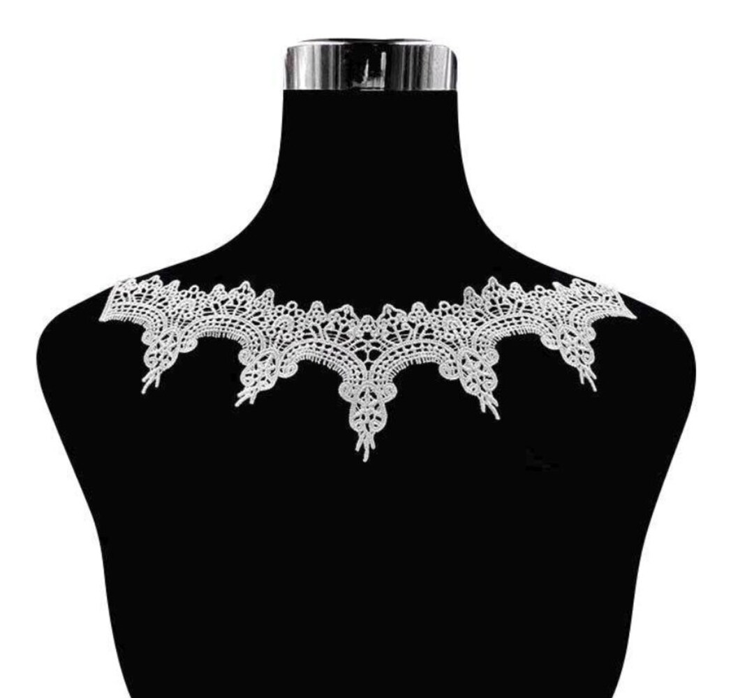 Lace Collar Applique Floral Applique Embrodiered Aplique Etsy