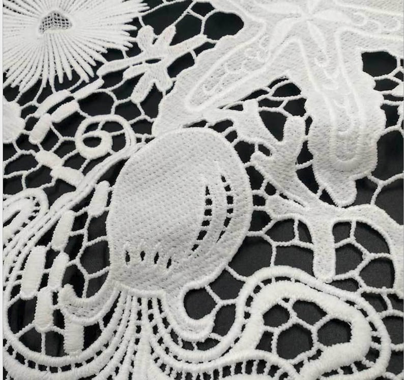 Starfish octopus 3D lace trim,sequined lace trim, crochet lace trim, bridal lace trim 1 yard , NM412 image 4