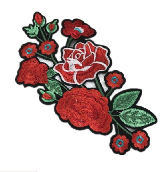 Red floral lace Applique Embrodiered Aplique decorative Etsy