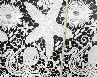 Starfish octopus 3D lace trim,sequined lace trim, crochet lace trim, bridal lace trim 1 yard , NM412