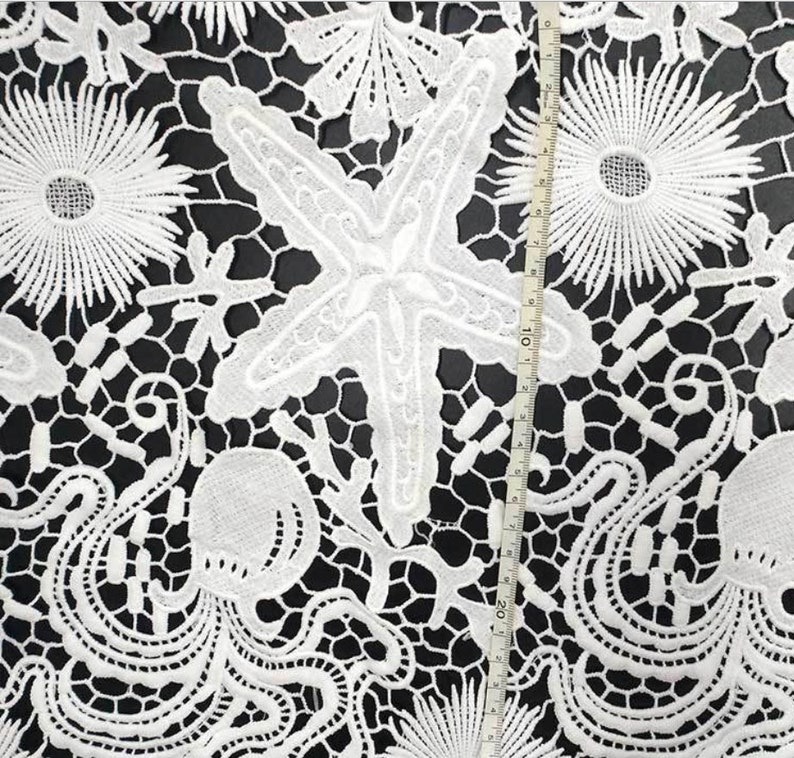 Starfish octopus 3D lace trim,sequined lace trim, crochet lace trim, bridal lace trim 1 yard , NM412 image 1