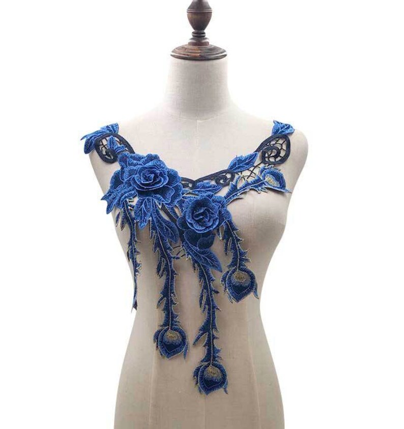 Vintage Style Collar Lace Collar Applique Embrodiered Aplique decorative Neck Line Applique,NG364 Floralr patch