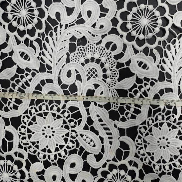 Garniture de dentelle 3D florale blanche, bordure de dentelle pailletée,  bordure de dentelle nuptiale 1 mètre, NM415