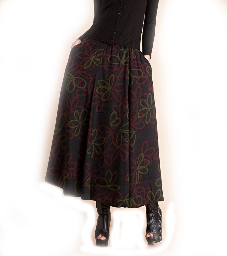 ◆FLARE UP◆ 2Drape Layered Maxi Skirt FL241Black FL-241_Bla 2.Drape Layered Maxi Skirt (FL-241_Black) - FLAREUP | 60