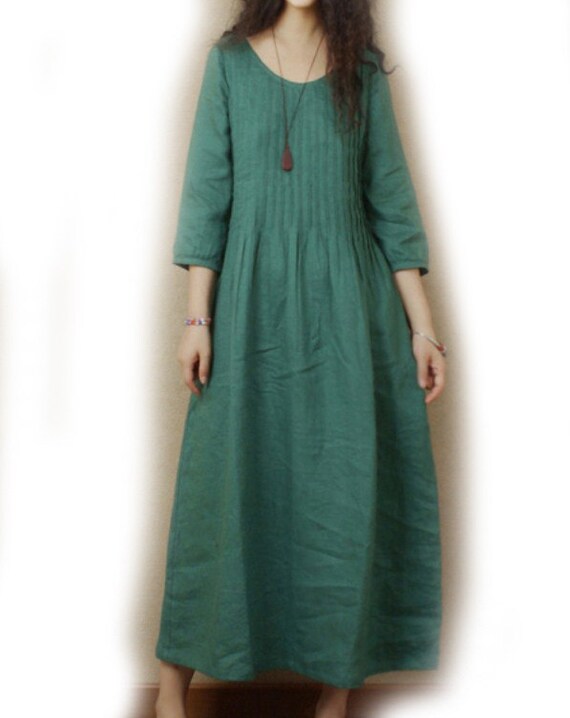 robe en lin verte