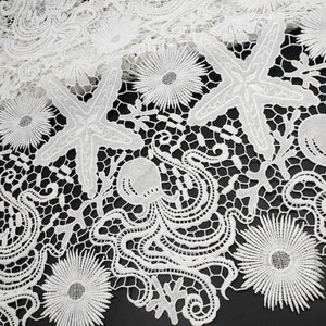 Starfish octopus 3D lace trim,sequined lace trim, crochet lace trim, bridal lace trim 1 yard , NM412 image 5