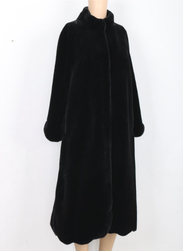 Faux Rabbit Fur Long Coat Black India