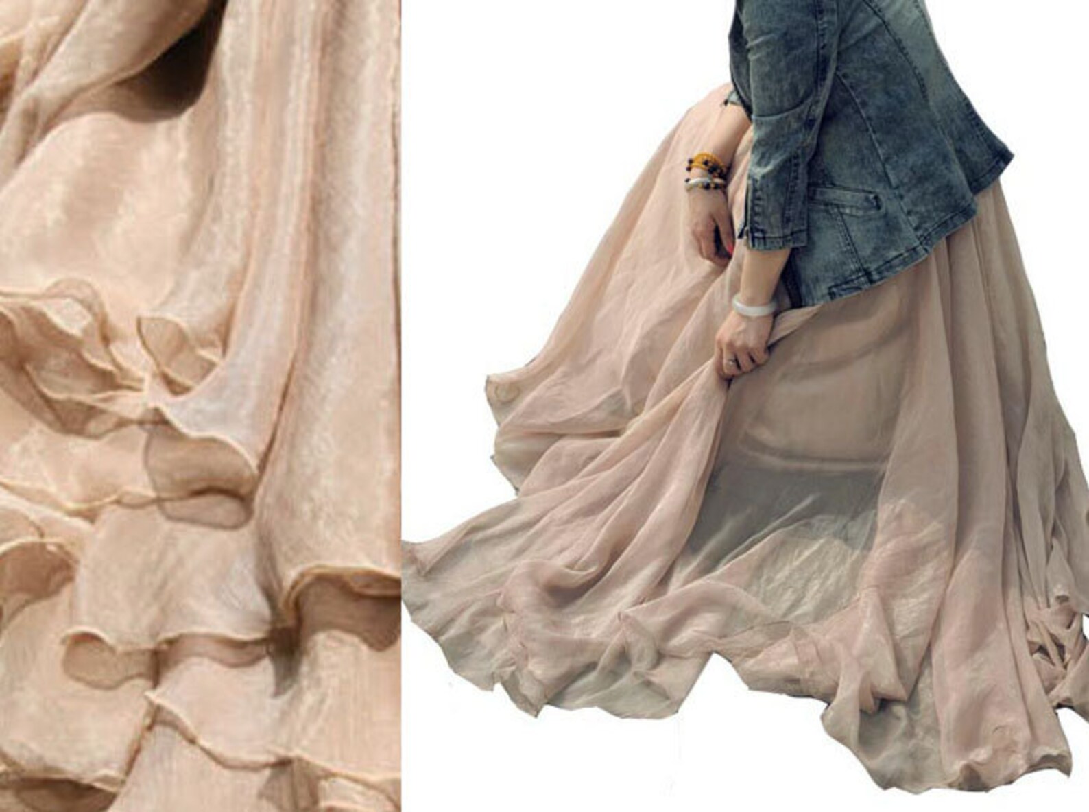 Nirado Mini Skirt in Chiffon Sequin Nude main image 1