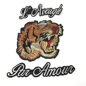 Stickerei Par Amour der Tiger Patch Nähen auf Applikation Aufkleber für Kleidung Bling Patch DIY Patch