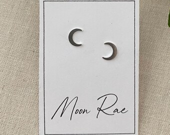 Tiny Sterling Silver Crescent Moon Stud Earrings. Basic Shape Earring Set. Boho Jewelry. Minimalist Earrings. Everyday Stud Earrings.