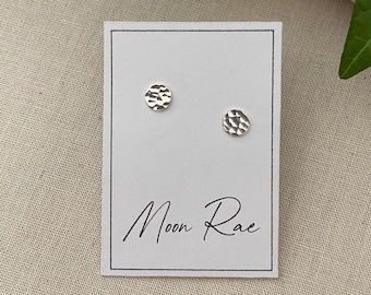 Tiny Sterling Silver 5mm Hammered Circle Dot Stud Earrings. Sterling Silver Posts. Geometric Studs. Basic Shape. Minimalist Jewelry