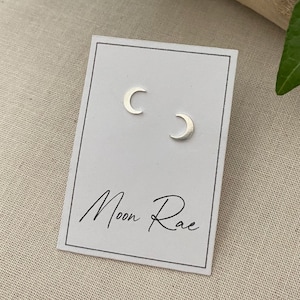 Tiny Sterling Silver Crescent Moon Stud Earrings. Moon Phases. Astronomy Jewelry. Dainty Stacking Earrings. Hypoallergenic Silver.
