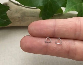 Small Simple Open Triangle Stud Earrings in Sterling Silver. Sterling Silver Posts. Sterling Silver Triangle Earrings. 5mm Triangle Earrings