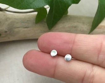 Tiny Sterling Silver Dot Stud Earrings, 4mm Minimalist Jewelry