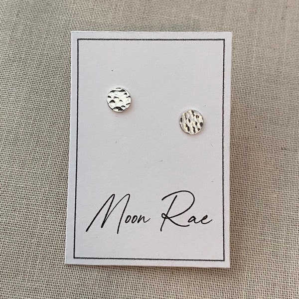 Small Sterling Silver 6mm Hammered Circle Dot Stud Earrings. Sterling Silver Posts. Geometric Studs. Basic Shape. Minimalist Jewelry