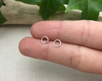 Small Simple Circle Ring Stud Earrings in Sterling Silver. Sterling Silver Posts. Sterling Silver Circle Earrings. 5mm Circle Earrings.