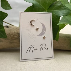 Tiny Hammered Crescent Moon and Stars Stud Earring Set. Mix Matched Earring Set. Sterling Silver Posts. Boho Earring Studs. Minimalist Studs