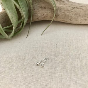 Tiny Simple Ball Stud Earrings in Sterling Silver 2.5mm. Sterling Silver Posts. Sterling Silver Circle Earrings. Minimalist Everyday Jewelry