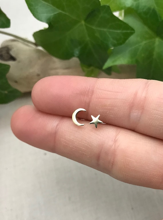 Sterling Silver Tiny Moon Post Earrings Sterling Silver Tiny Moon Post Earrings