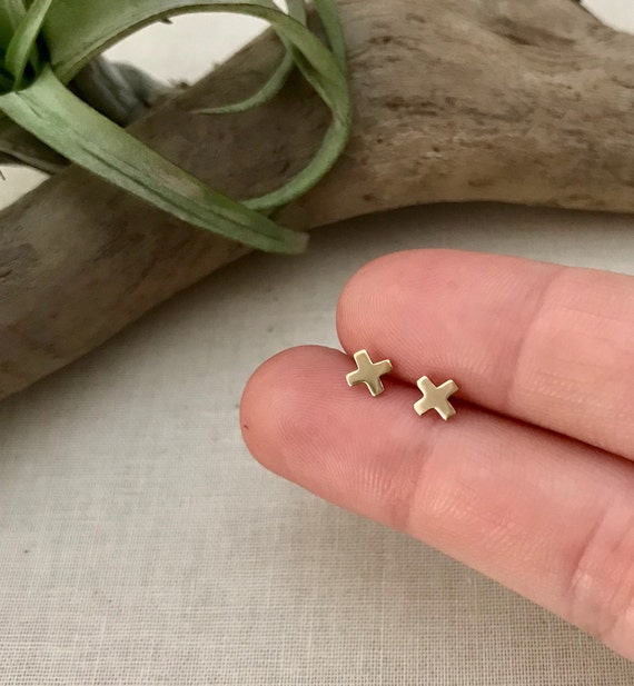 Tiny X Stud Earrings in Gold. Sterling Silver Posts. Geometric Etsy
