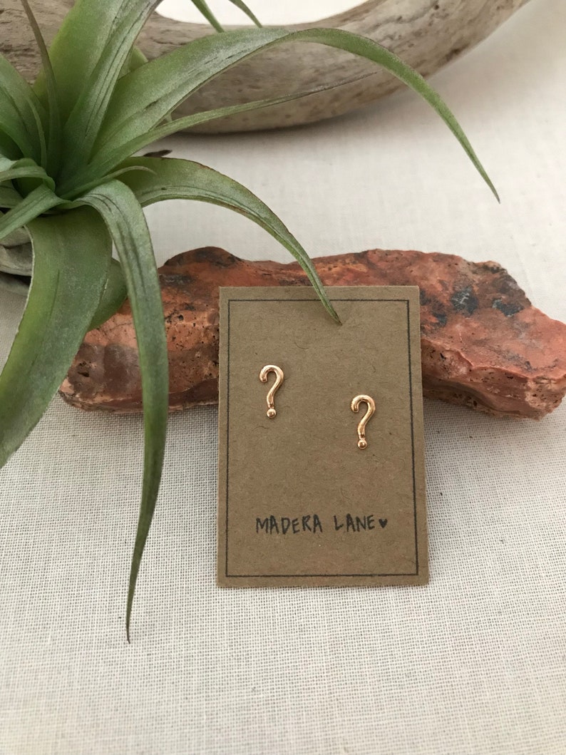 Tiny Question Mark Stud Earrings in Gold. Sterling Silver Etsy