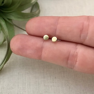 Tiny 3mm Circle Dot Stud Earrings in Gold. Sterling Silver Posts. Geometric Studs. Basic Shape Earrings. Minimalist Everyday Jewelry.