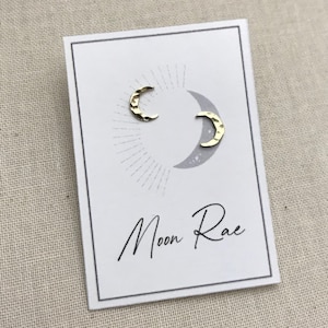 Tiny Hammered Crescent Moon Stud Earrings in Gold. Sterling Silver Posts. Moon Phase Studs. Boho Jewelry. Small Gold Stud Earrings.