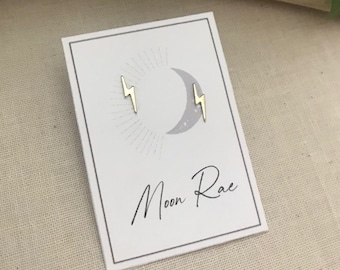 Tiny Lightning Bolt Stud Earrings in Gold. Sterling Silver Posts. Electric stud earrings. Basic Shape Earrings. Minimalist Everyday Jewelry.