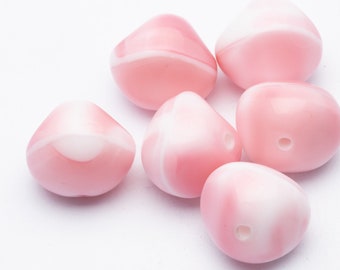 tob2 20pcs Vintage tiny beads pink beads Oval lucite beads 14mm German beads