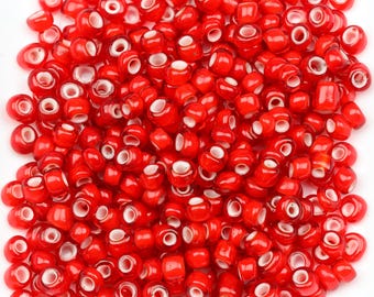 Antique Venetian White Heart Beads 7/0 Dark Cherry 15g 11004003