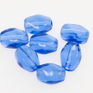 Vintage German Glass Beads Transparent Blue Puffy Oval 9x7mm 10pcs 10242055