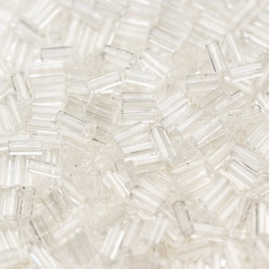 Czech Bugle Beads Straight #2 4mm Clear 15g 10402041