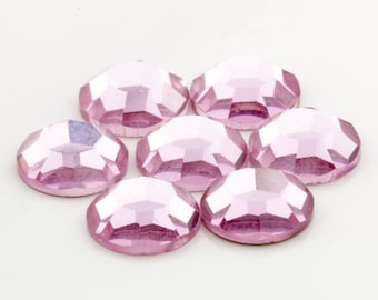 Vintage ss34 Swarovski LJUSROSA 12 st Art. 2000; 8 fasetterade platta kristallstrasstenar med foliebaksida utan snabbkorrigering (7,17 mm) 30010002