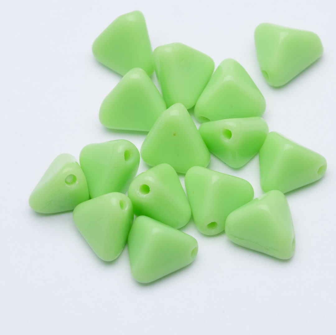 Vintage German Glass Beads Opaque Pale Green Pyramid 7x5mm Etsy