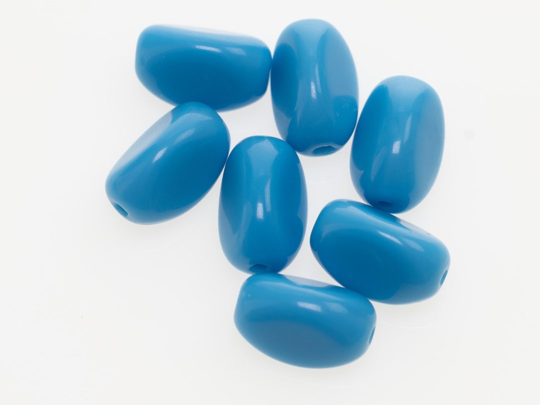 Vintage German Glass Beads Blue 3 Sided Oval 11x7mm 10pcs Etsy