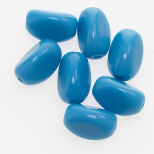 Vintage German Glass Beads Blue 3 Sided Oval 11x7mm 10pcs 10242037