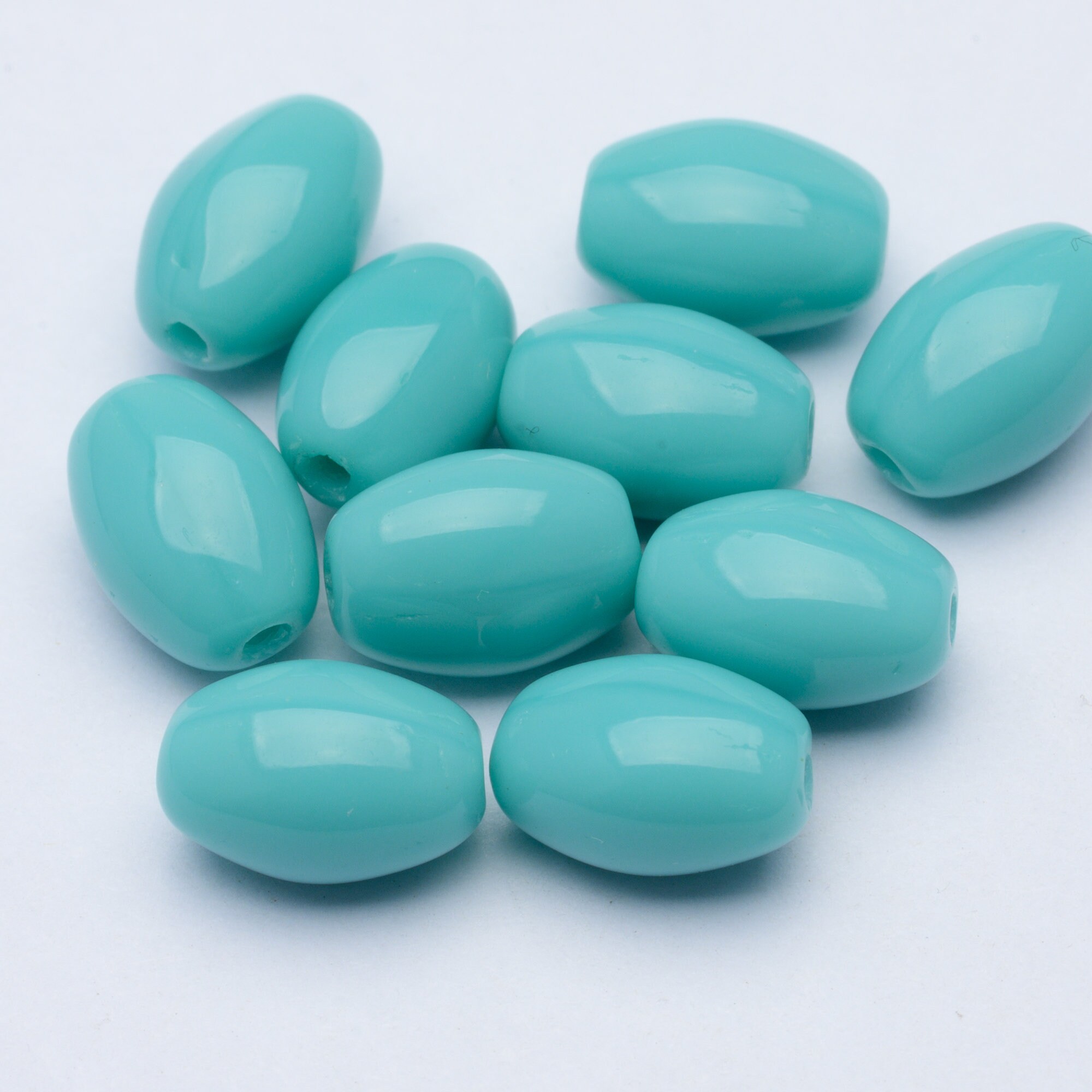 Vintage German Glass Beads Oval 9x6mm Teal 10pcs 10235008 Etsy