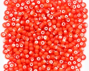 Antique Venetian White Heart Beads 8/0 Burnt Orange Matte 15g 11005008