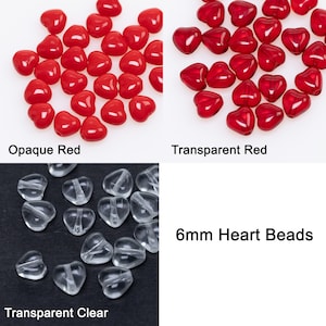 Czech 6mm Glass Heart Beads  25pcs