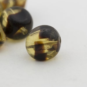 Vintage Glass Cube Marble Beads Transparent Topaz & Brown 8x6mm 10pcs 10203018