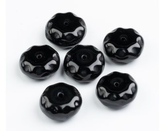 ヴィンテージブラックドイツ押し花ガラスビーズ25個 - Etsy 日本