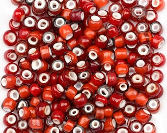 Antique Venetian White Heart Beads 4/0 Red/Dark Red Mix 15g 11001002
