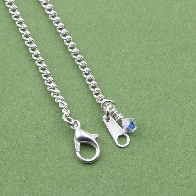 Necklace & Bracelet Chain Silver Finished 2.5mm Curb Link Lobster Clasp Chain with Little Swarovski Crystal Charm 620 600-01-002 image 1