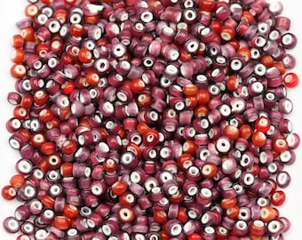 Antique Venetian White Heart Beads 9/0 Red Mix 15g 11006005