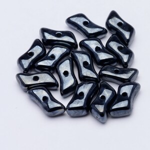 Vintage German Glass Beads Gunmetal Curve Rondelle 9x4mm 15pcs 10224001