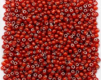 Vintage French White Heart Beads 9/0 Red 15g 11006002