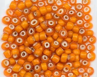 Antique Venetian White Heart Beads 4/0 Orange 15g 11001004