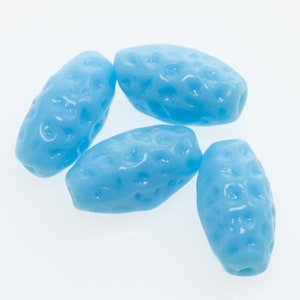 Vintage German Glass Beads Lt. Blue Textured Oval 12x6mm 12pcs 10244028