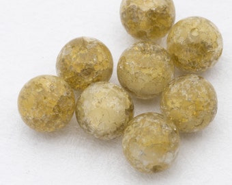 ヴィンテージドイツガラスビーズ - 10 x 8 mm グリーン＆ホワイト 